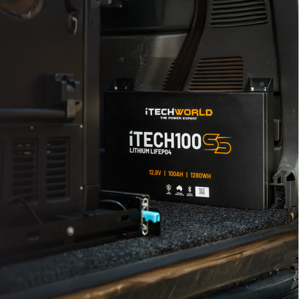 iTechWorld Mini Power Core + Super Slim 100Ah installed in vehicle