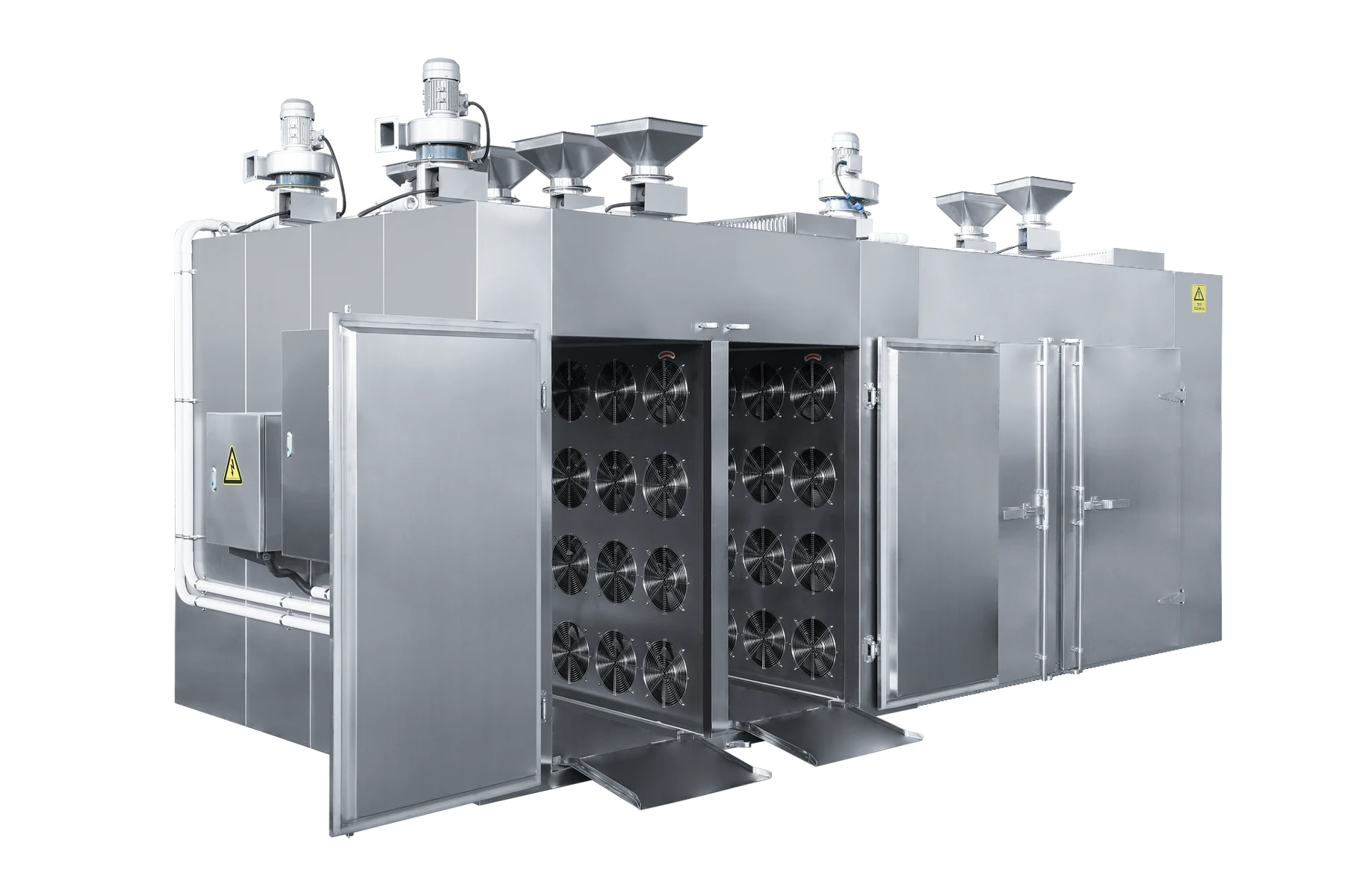 Industrial dehydrator 8 trolley angled open view