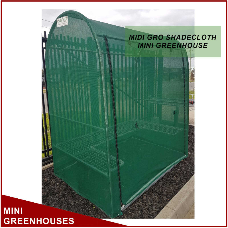 Adloheat Midi Gro Mini Greenhouse With Green Shade Cloth Closed Front View