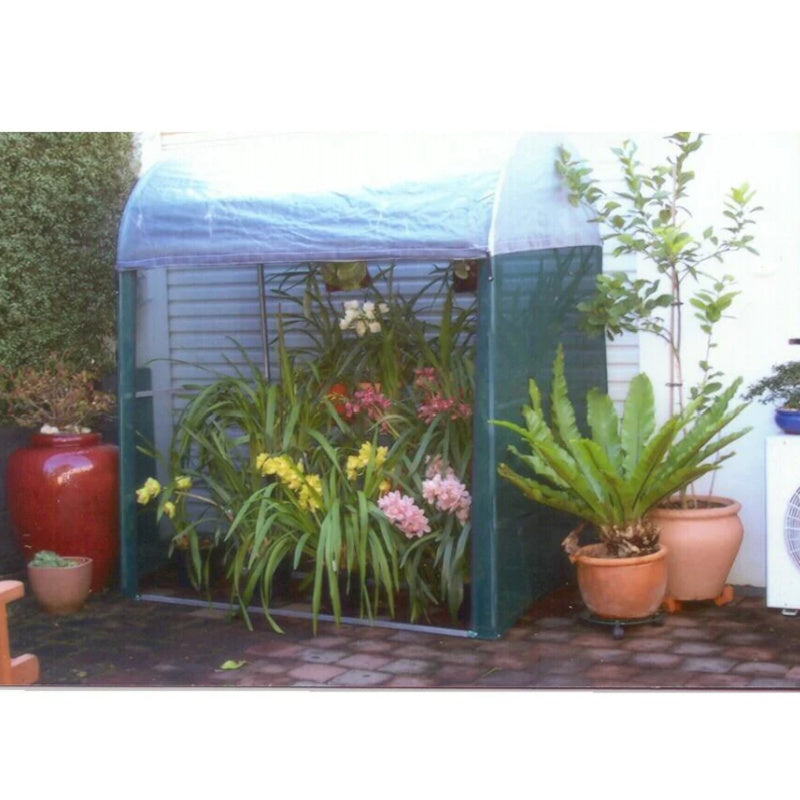 Adloheat Midi Gro Mini Greenhouse With Green Shade Cloth, Solashield Rain Cap And Plants Inside
