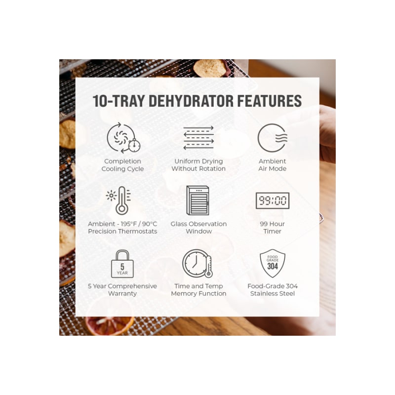 Benchfoods 10CUDG 10 Tray Dehydrator Features