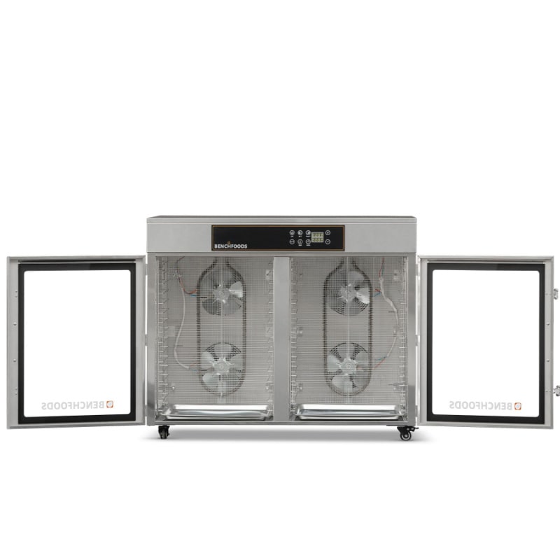 Benchfoods 32HCUDG 32 Tray Horizontal Dehydrator Front View Open with No Trays