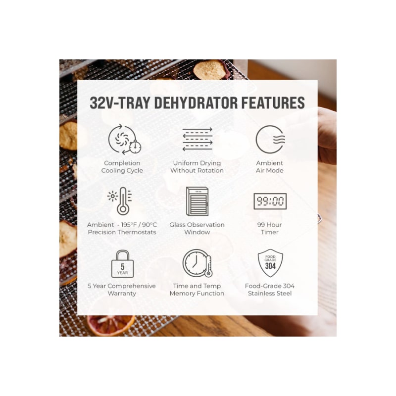 Benchfoods 32VCUDG 32 Tray Vertical Dehydrator Features
