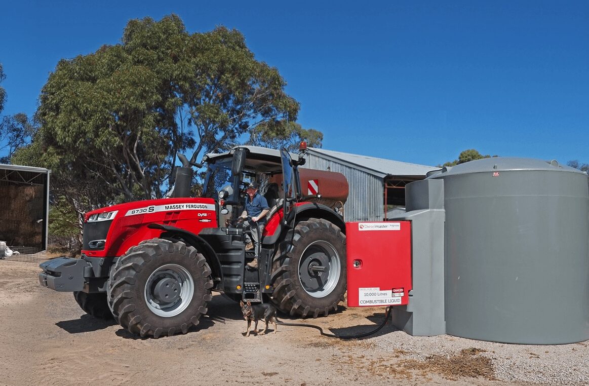 Refuelling a tractor from a Polymaster self bunded diesel tank