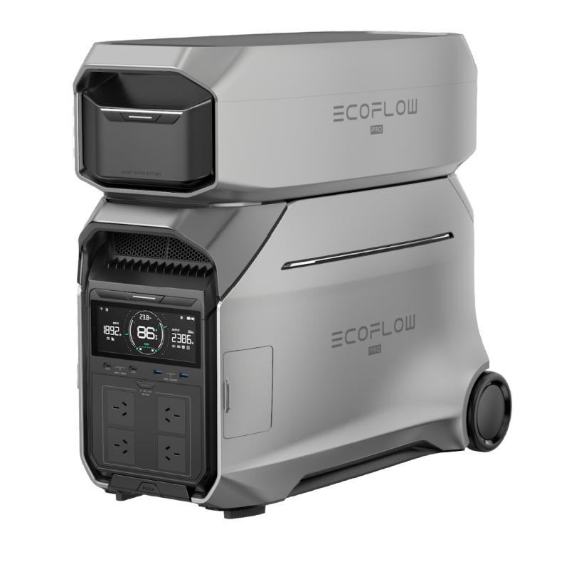 EcoFlow DELTA Pro 3 Portable Power Station with an extra battery Front Centre View