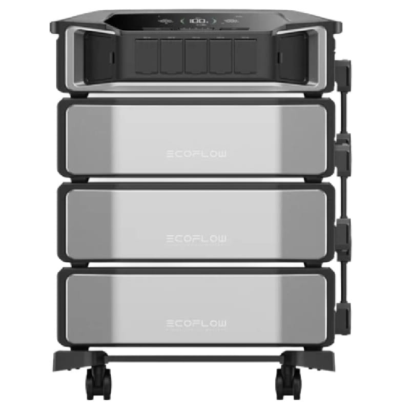 EcoFlow Delta Pro Ultra Home Backup Power Station Inverter and Three Batteries Front View