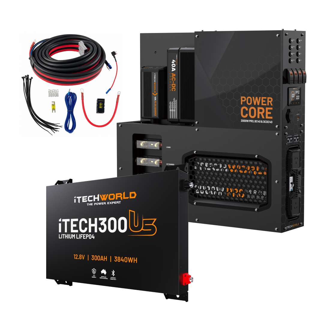 iTechWorld 300Ah Ultra Slim Power Core with cables and battery