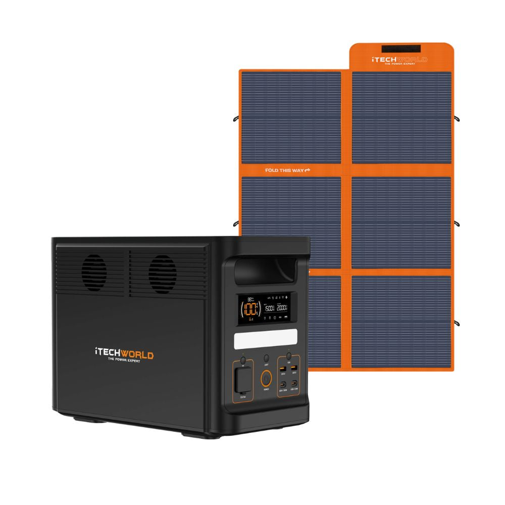 iTechWorld Flexi Off Grid Solar Generator Kit PS1800 PRO and 200W Solar Mat