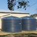 Two Polymaster 22500L Round Rainwater Tanks in Blue