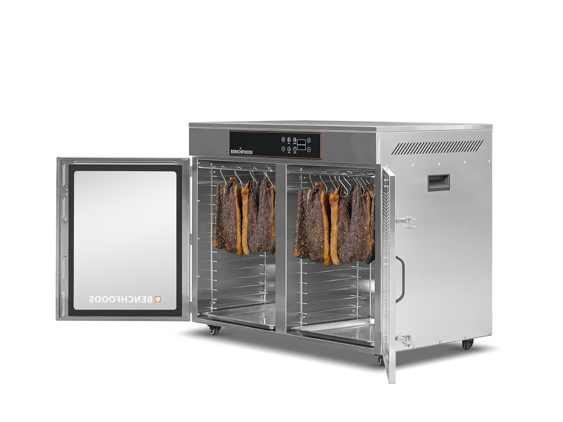 Benchfoods 32 Tray Horizontal Commercial Food Dehydrator, HCUDG biltong angle open