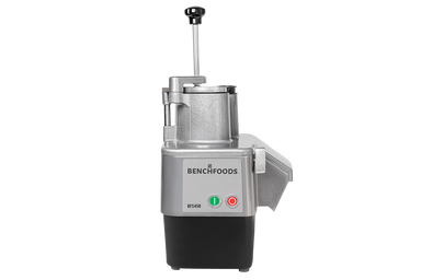 Commercial All-In-One Food Slicer, front view with plunger up
