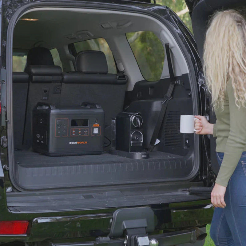 iTechWorld PS2000 Portable Lithium Power Station Being Used For Coffee Maker