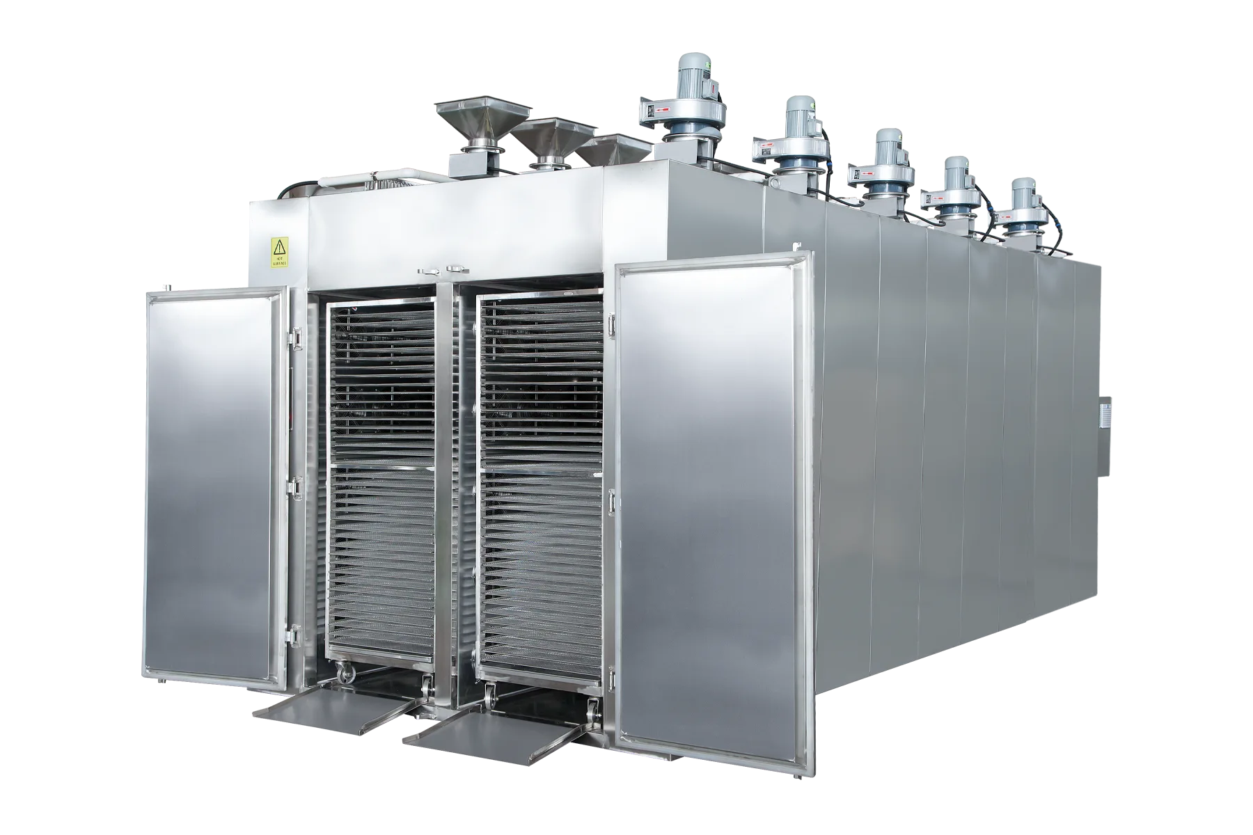 Industrial dehydrator 10 trolley side open view