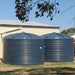 Two Polymaster 22500L Round Rainwater Tanks in Blue